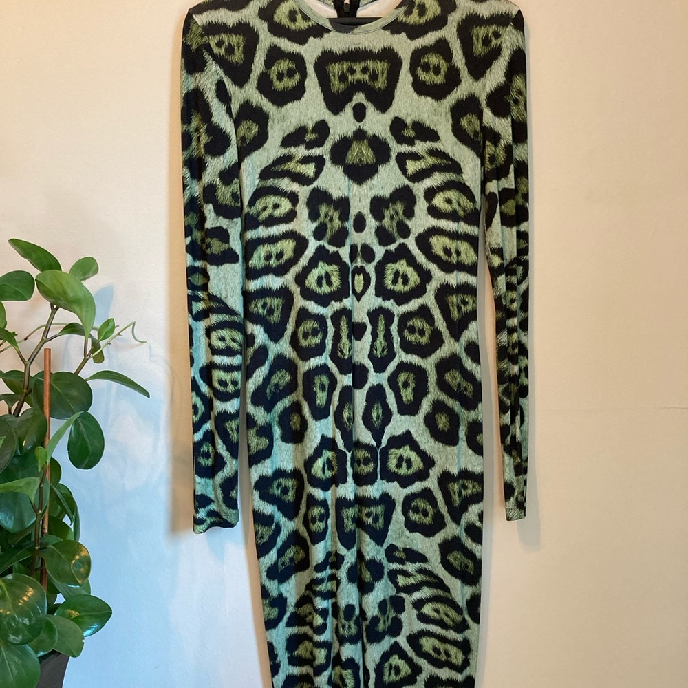 Givenchy Green Leopard Midi Dress